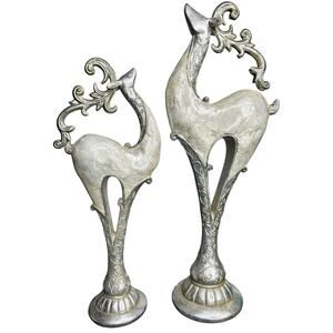 Cracker Barrel Old County Deer With Capiz Shell Cream Silver Holidays Home Decor